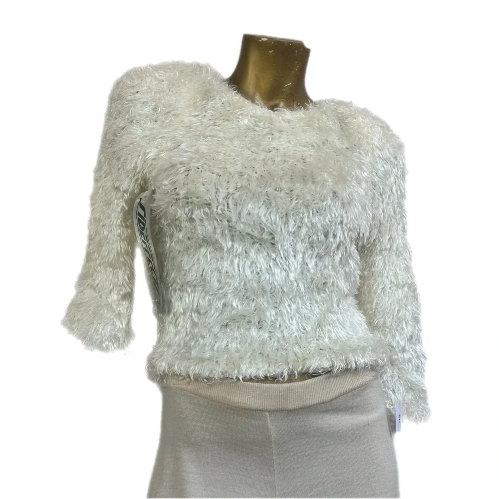 NWT Deadstock Vintage SIDEFFECTS Handknit acrylic fuzzy sweater size S